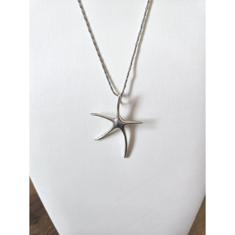 VTG Starfish 925 Silver Sculptural Pendant on 925 Silver 18" Chain EUC